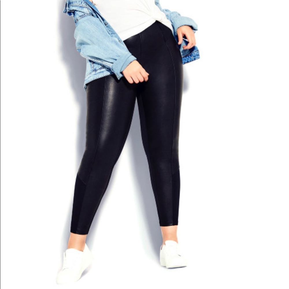 City Chic - Leather Look- Stretch Pants - size 14
